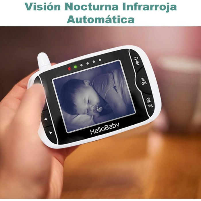 Монітор HelloBaby з камерою HB65, 3,2-дюймовий дисплей, радіоняня, кут огляду 360 градусів, дитяча камера з дистанційним керування