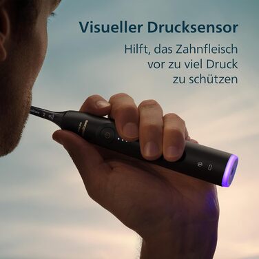 Електрична зубна щітка технологія нового покоління, датчик тиску, 6 режимів чищення, SmartTimer, BrushPacer, до 21 дня роботи від одного заряду, дорожній кейс, чорний колір, HX7401/12, 6100