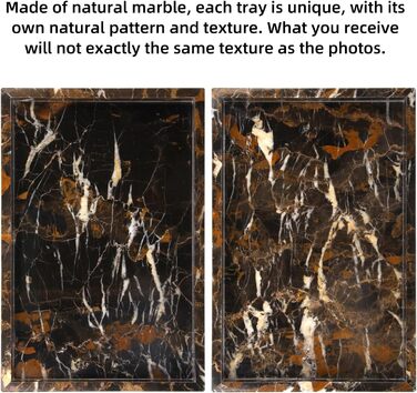 Мармуровий піднос, натуральний піднос для ключів, піднос для ванної кімнати, кухонний органайзер для стільниці, серветки, свічки, рушник, ювелірні вироби, рослина, косметичні підноси (чорне золото, 30 x 20 x 3 см) Чорне золото 30 x 20 x 3 см