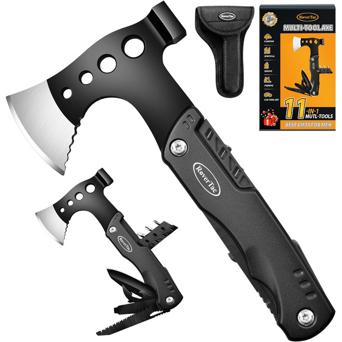 Мультитул Топірець Чоловічий подарунок 11-в-1 багатофункціональний інструмент з сокирою ніж молоток пила відкривачка для пляшок ви
