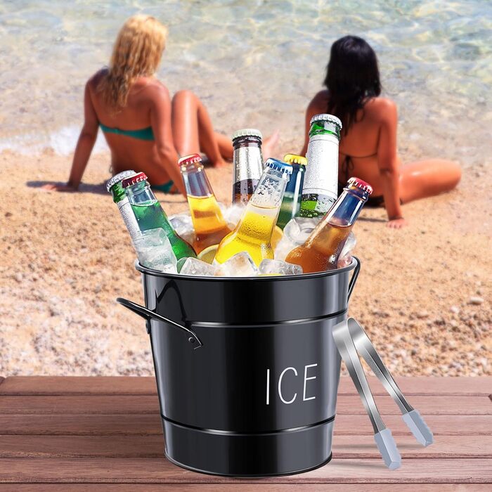 Відро для льоду tchrules з кришкою та щипцями для льоду, відро з подвійною ізоляцією з нержавіючої сталі, аксесуар для бару Мімоза