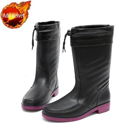 Зносостійкі чоловічі гумові чоботи на низькому каблуці та водонепроникні з ПВХ, зручні гумові чоботи для дорослих. Розмір 42 EU, чорні фіолетові плюшеві