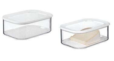 Контейнер для білого сиру Modula, 2 шт. Контейнер для зберігання об&39ємом 2000 мл з кришкою для шматочків та скибочок сиру в холодильнику Контейнер для зберігання продуктів із антиконденсаційною вставкою Герметичний та придатний для миття в посудомийній 