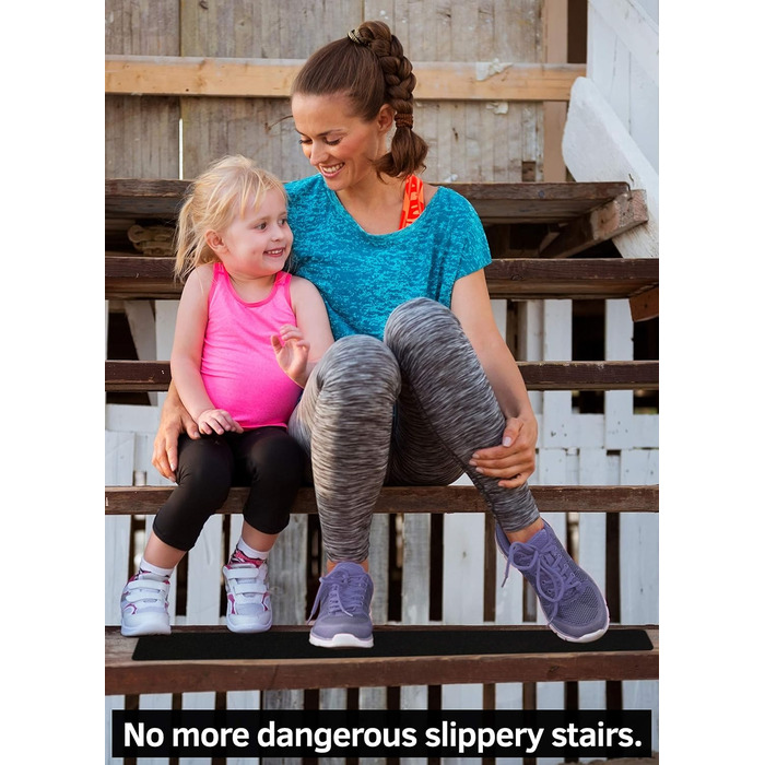 Протиковзка стрічка для зовнішніх сходів 15x76 см (комплект з 10 шт.) Протиковзкі смужки для зовнішніх сходів, самоклеючі, чорні