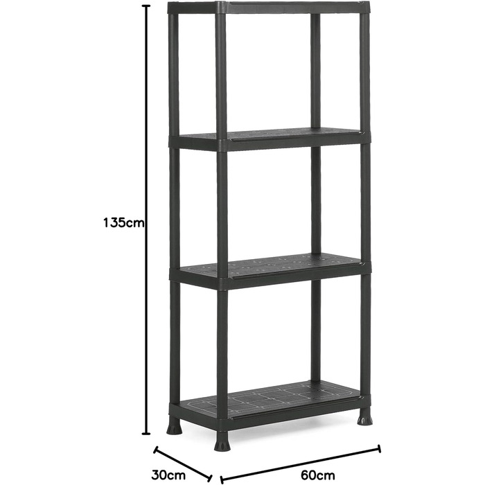 Пластикова полиця Keter Plus 60/4, чорна, 60 x 30 x 135 см, прямокутна