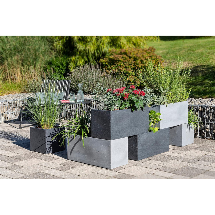 Пластиковий горщик для рослин, колір Stony Black, довжина 80 см, ширина 29 см, висота 27 см, об&39єм 38 л. 80 x 29 x 27 см Garden Stony Black