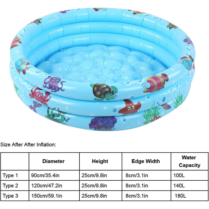 Дитячий басейн, надувний басейн з водою, сад, круглий надувний дитячий басейн, портативний надувний дитячий басейн з насосом, дитячий дитячий басейн (120 см)