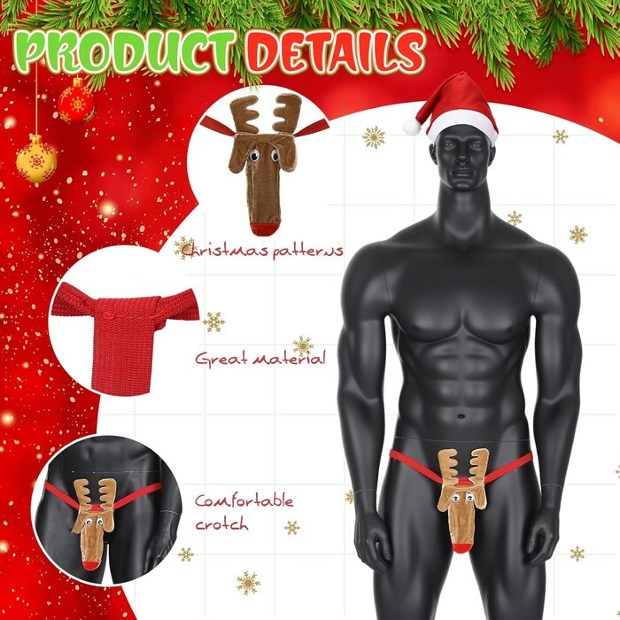 Чоловічий святковий бікіні Hestya, з шапкою Санти, універсальний розмір