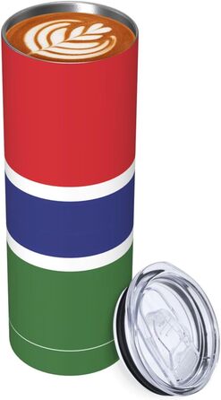 Кухоль з прямою трубочкою, дизайн прапор Гамбії, дорожній кухоль з принтом, підходить для кемпінгу, офісу та дому, 590 мл