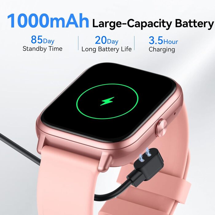 Розумний годинник для чоловіків та жінок, 1,83-дюймовий сенсорний HD-екран, 20-денний час роботи від батареї, фітнес-годинник з пульсометром, монітором сну, крокоміром, функцією Bluetooth-дзвінків, 112 спортивних режимів, водонепроникність IP68, iOS/Andro