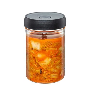 Банка для бродіння GEFU NATIVO 1 літр, включаючи вагу, банка для бродіння з вагою та кришкою, прозора, для маринування, бродіння 1 літр (без товкача та щипців)