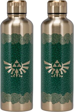 Офіційно ліцензована металева пляшка для води Paladone Tears of the Kingdom Zelda, декор та подарунок для фанатів геймерів, аксесуар для ігрового столу для всіх вікових груп, колекційний посуд для напоїв.