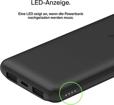 МАг, портативний зарядний пристрій USB-C з 1 портами USB-C і 2 USB-A, акумуляторна батарея для заряджання потужністю до 15 Вт, зовнішні акумулятори мобільних телефонів для iPhone, Galaxy, Pixel, AirPods, iPad тощо - чорний, 10000