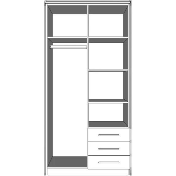 Шафа Fabryka Mebli Idczak з дзеркалом, 2 двері, 3 шухляди - Шафа з орними дверима - Шафа для спальні - 61 x 100 x 207 см - Шафа для вітальні - Вішалка для пальто, Sonoma Cabinet 2d Sonoma/Sonoma