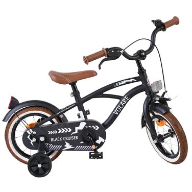 Дитячий велосипед Volare Black Cruiser 12 35 років Ручне та ножне гальмо, знімні бічні колеса, захист ланцюга та світловідбивачі Регульоване сідло Подарунок для дівчаток та хлопчиків