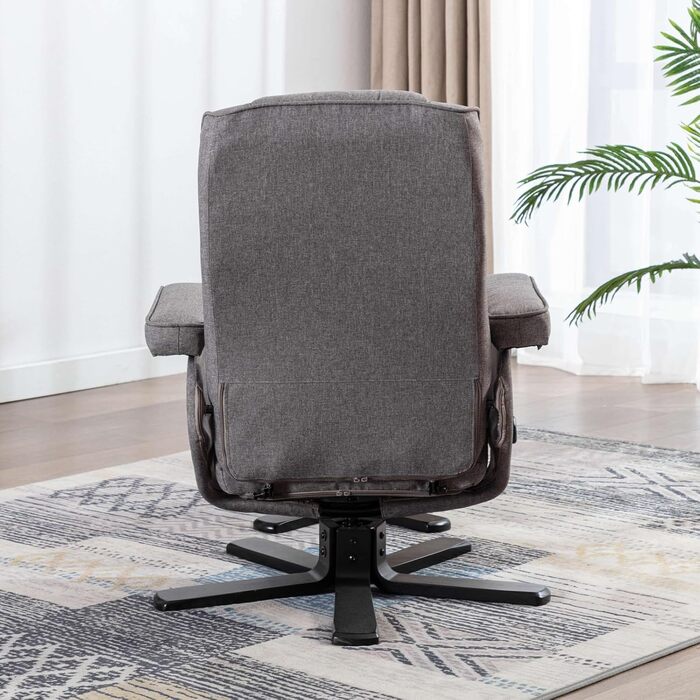 Крісло-табуретка з відкидною спинкою для телевізора, обертове крісло, поліестер, дерево, сірий колір