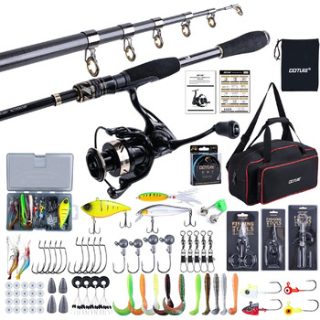 Повний рибальський набір Goture, телескопічне вудилище для серфкастингу з вуглецевого волокна та котушка для спінінгу з 91 герметичними кульковими підшипниками, включаючи рибальські інструменти, сумку для котушки - професійна сумка для морської риболовлі 