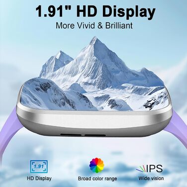 Розумний годинник для чоловіків та жінок, 1,91-дюймовий HD-розумний годинник із Bluetooth-дзвінками, фітнес-трекер, крокомір із понад 110 спортивними режимами, монітор сну, SpO2, серцевий ритм, водонепроникний фітнес-годинник IP68 для Android та iOS - фіо