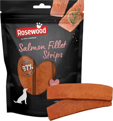 Смужки філе лосося Rosewood Large - м&39які ласощі для собак з 97 лосося, з високим вмістом білка та низьким вмістом жиру, без зерна та глютену, 150 г