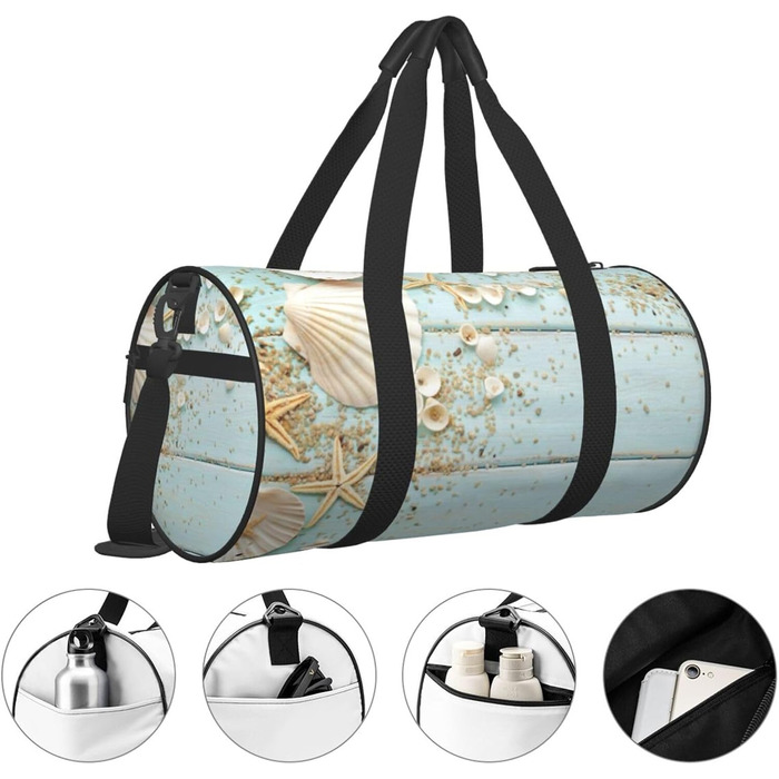 Спортивна сумка, дорожня сумка, пляжна палатка, морська колекція, вінтажний стиль, бохо-принт, сумка для ночівлі, чорний колір, універсальний розмір, сумка для подорожей