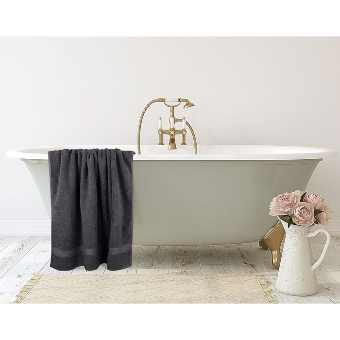 Рушники Utopia - 2 банні рушники великі з бавовни з вішалкою, рушники для сауни, банні рушники великі, рушники 90 x 180 см (сірий)