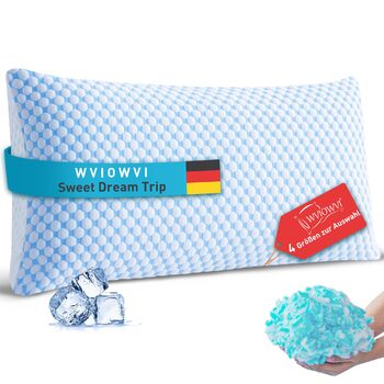 Подушка з піни з ефектом пам&39яті, охолоджувальна подушка, подушка для шиї, ергономічна подушка для сну на боці, спині та животі (синьо-білий, 40x80 см) 40x80 см синьо-білий