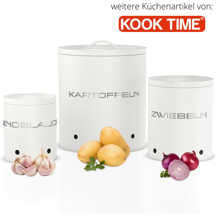 Банка для часнику - Керамічна з бамбуковою кришкою - Зберігання часнику з вентиляційними отворами для оптимального збереження - Часниковий горщик 11,5 x 11,5 x 11,5 см (Білий) Банка для часнику Білий