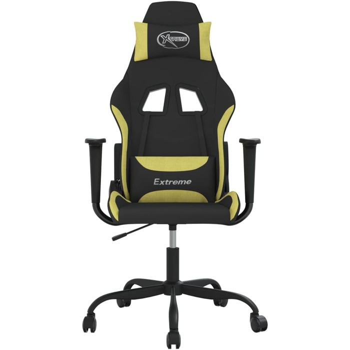 Геймерське крісло з чорної та світло-зеленої тканини, ергономічне комп&39ютерне крісло з регульованою спинкою, функцією обертання для геймерів, без підставки для ніг, чорно-світло-зелене