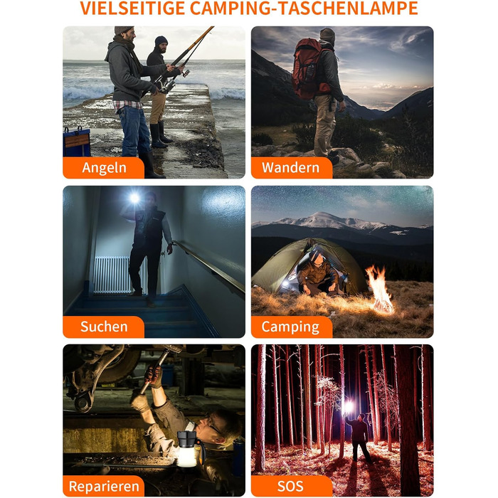 В-1 світлодіодний кемпінговий ліхтар, акумуляторний ліхтарик з ручним приводом для екстреного заряджання, портативний кемпінговий ліхтарик з 3 режимами світла для походів на свіжому повітрі, 2-