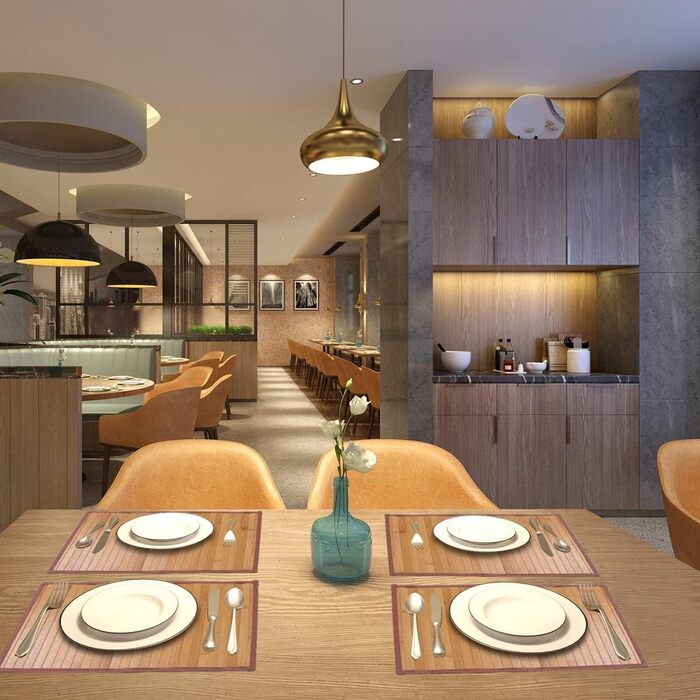 Бамбукові підстилки для обіднього столу, набір з 4-х підстилок, стійкі до плям, термостійкі підстилки, міцні та надійні підстилки