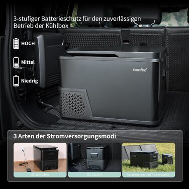 Компресорний холодильник Comfee RCP27DK3(E) об&39ємом 27 л, електричний туристичний холодильник 12 В/230 В, від -20 до 20, 3 регульовані рівні температури, рівень шуму 45 дБ, ідеально підходить для автомобіля, вантажівки, пляжу, пікніка клас енергоспожива