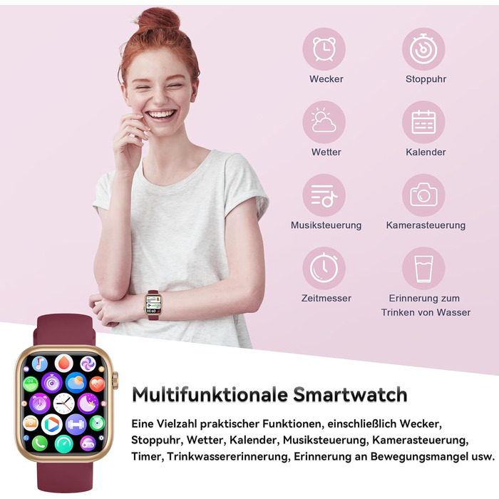 Розумний годинник для чоловіків та жінок, 1,83-дюймовий HD фітнес-трекер з крокоміром/монітором артеріального тиску/монітором серцевого ритму/функцією телефону, трекер сну, 120 спортивних режимів, водонепроникний фітнес- та спортивний годинник IP68 для iP