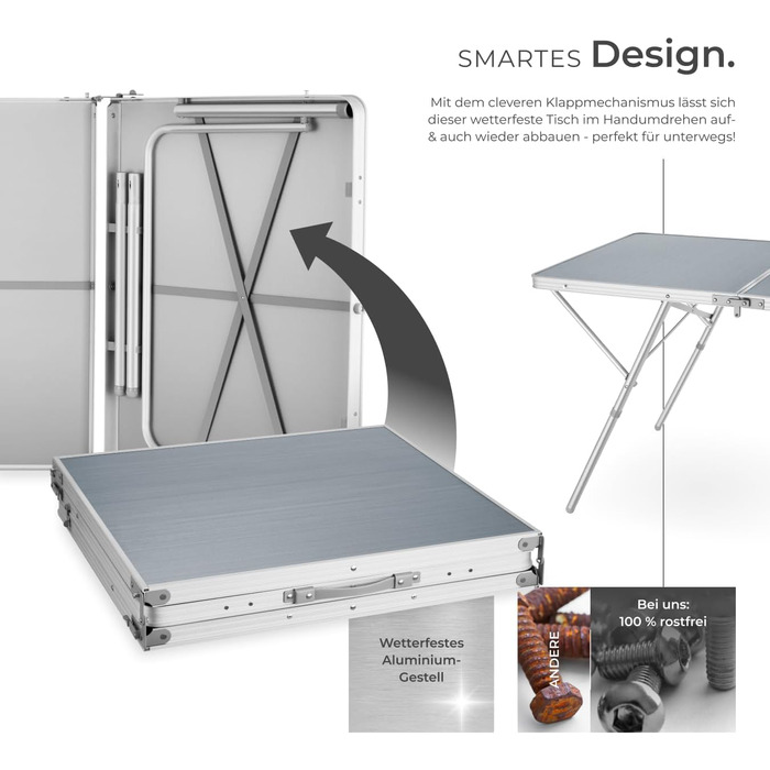 Стіл для кемпінгу tectake, розкладний стіл, великий розкладний садовий стіл, стійкий до атмосферних впливів, 180 x 70 x 70,5 см, як стіл для патіо, для балкону, кемпінгу, фестивалю, стіл для обклеювання шпалерами