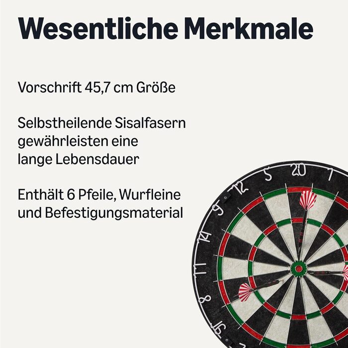 Набір дротиків Storeo Basics із 6 сталевими наконечниками - самовідновлювальні сизалеві волокна, тонкий дротяний павутинний дизайн, повний комплект кріплення, 45,7 см, чорний