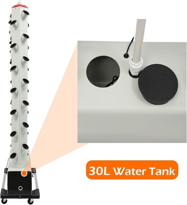 Вертикальна гідропонна вежа з резервуаром для води на 30 л Садова гідропонна система вирощування Набір для аеропоніки Набір для аеропоніки для вирощування трав, фруктів і овочів, 56 Pods -