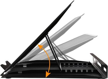Підставка для ноутбука Storeo Basics з вентиляцією, регульована, ергономічна, сумісна з ноутбуками до 17,3 дюймів (43,9 см), розміри 33 x 28.7 x 18.5 см, чорного кольору