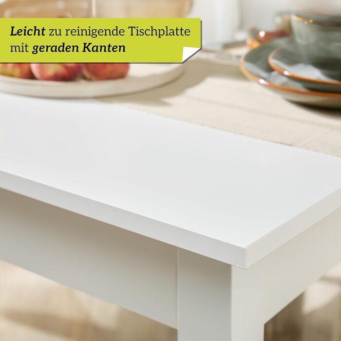 Розумний обідній стіл 140x80 см білий, кухонний стіл розкладний до 180 см, обідній стіл з дерев&39яного композиту, включаючи розсувну дошку, сучасний стіл до 8 осіб білий розсувний прямокутний 140x80 см