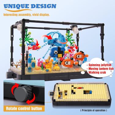 Конструктор Jorumo Aquarium Building Block, 725 деталей, підсвічуваний акваріум