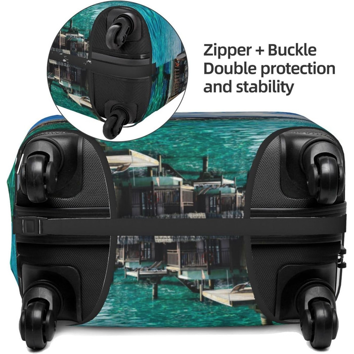 Чохол для валізи Морський пейзаж, еластичний захист від подряпин та пилу, чорний, розмір 85 см