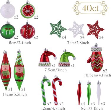 Набір з 40 різдвяних кульок для ялинки Victor's Workshop