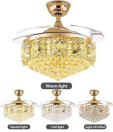 Безшумний вентилятор з лампою Кришталева люстра-вентилятор з підсвічуванням Сучасний стельовий вентилятор з підсвічуванням і світл