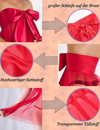 Жіночий сексуальний бебі-долл Avidlove, червоний, прозорий, M–XL