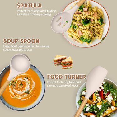 Набір кухонного посуду Umite Chef, антипригарний, силікон, кухонне приладдя, набір лопаток з тримачем, дерев'яна ручка, термостійк