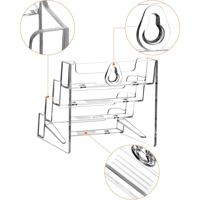 Акриловий тримач для візиток QWORK з 2 упаковками з 4 відділеннями, великою місткістю та прозорою підставкою для візиток для офісу, роздрібної торгівлі та зберігання на столі
