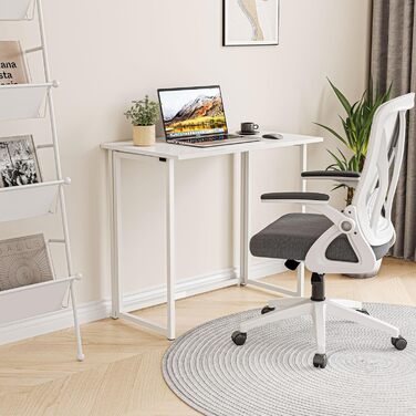 Складаний стіл Dripex, невеликий письмовий стіл, складаний, 80 x 45 см, не потребує складання, комп&39ютерний стіл, компактний стіл для домашнього офісу, кабінету, ПК (білий), не потребує складання, білий
