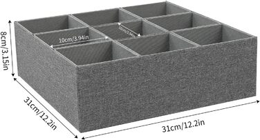 Органайзер для краваток, складний нетканий органайзер з 9 відділеннями для ременів, краваток, шкарпеток, спідньої білизни в шафі (СІРИЙ)