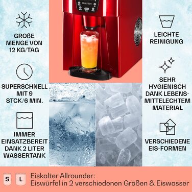 Л Ice Cube Machine & Dispenser для води на 12 кг великих кубиків і кубиків льоду, Fast Mini, Ice Cube Maker із сигналізацією, 2