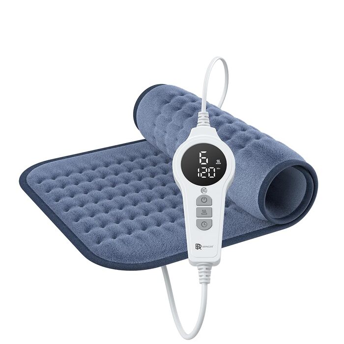 Інфрачервоний грілка BR Bringer з автоматичним вимкненням - 6 налаштувань температури (25-60C), захист від перегріву, можна прати в пральній машині, світлодіодний дисплей, дуже м&39яка фланель (синій, 60 x 30 см) синій 60 x 30 см