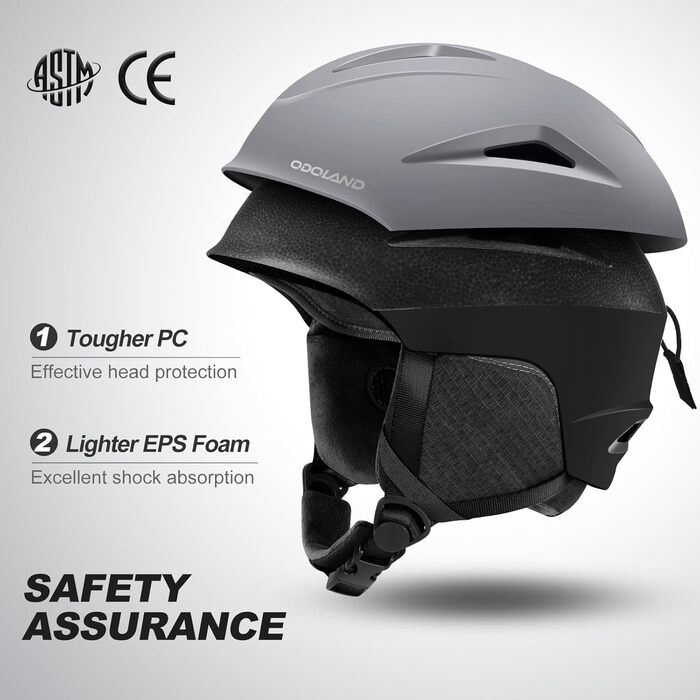 Комплект лижного шолома та окулярів Odoland, шолом для сноуборду та окуляри для сноуборду для жінок, чоловіків та дітей, лижні окуляри із захистом від ультрафіолету 400, стійкі до вітру, окуляри для сноуборду для катання на лижах та альпінізму, розмір L (