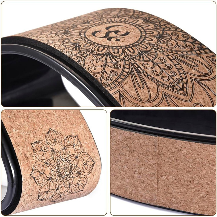 Коркове колесо для йоги для рухів на задньому колесі, прогинів, поз та тренування рівноваги розтягує спину, груди та хребет